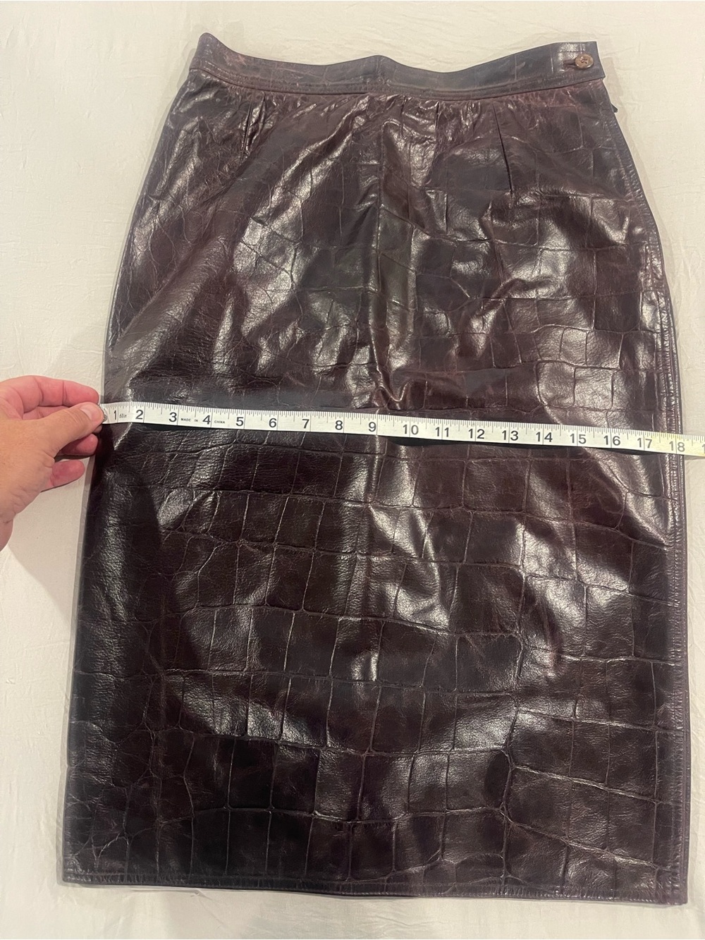 Ungaro Parallele Paris Leather Croc Embossed Pencil Skirt Italy Size 10 - Picture 6 of 7